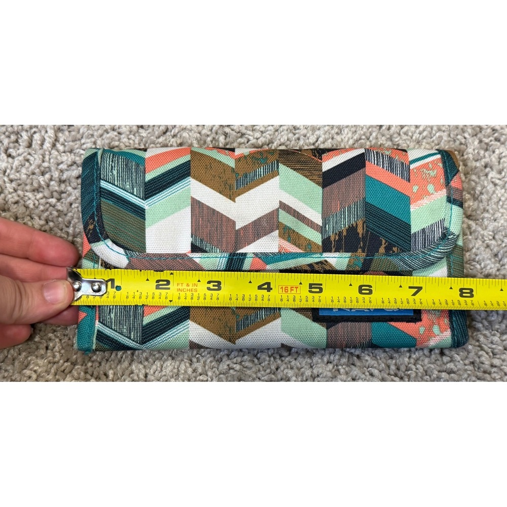 Kavu Big Spender Wallet Canvas Tri-Fold Chevron Geometric Snap Closure - Picture 8 of 9